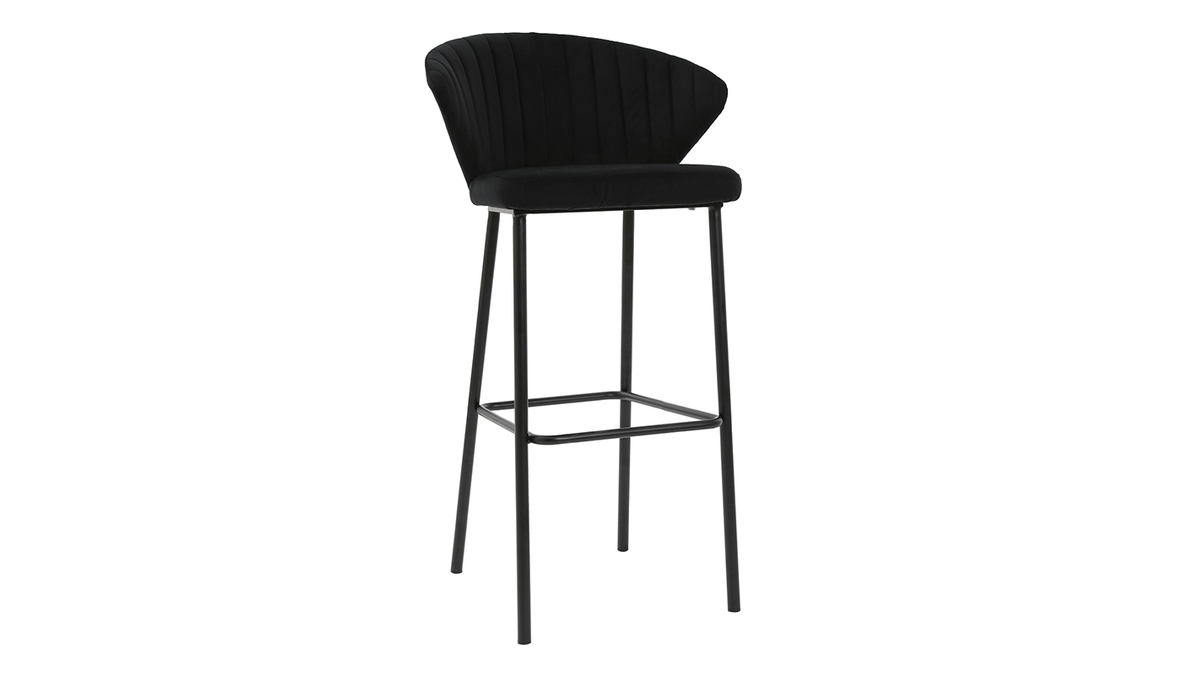 Sgabello da bar design velluto nero 78 cm DALLY