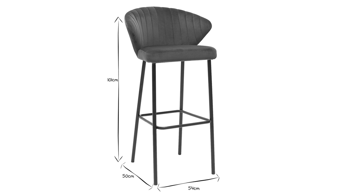 Sgabello da bar design velluto nero 78 cm DALLY