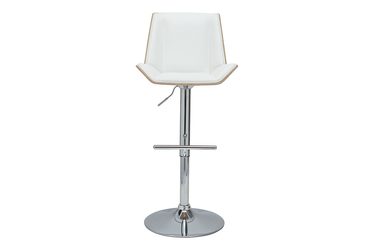 Sgabello da bar di design bianco e legno chiaro MELKIOR