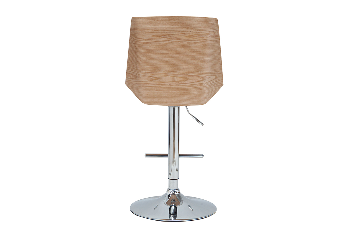 Sgabello da bar di design bianco e legno chiaro MELKIOR