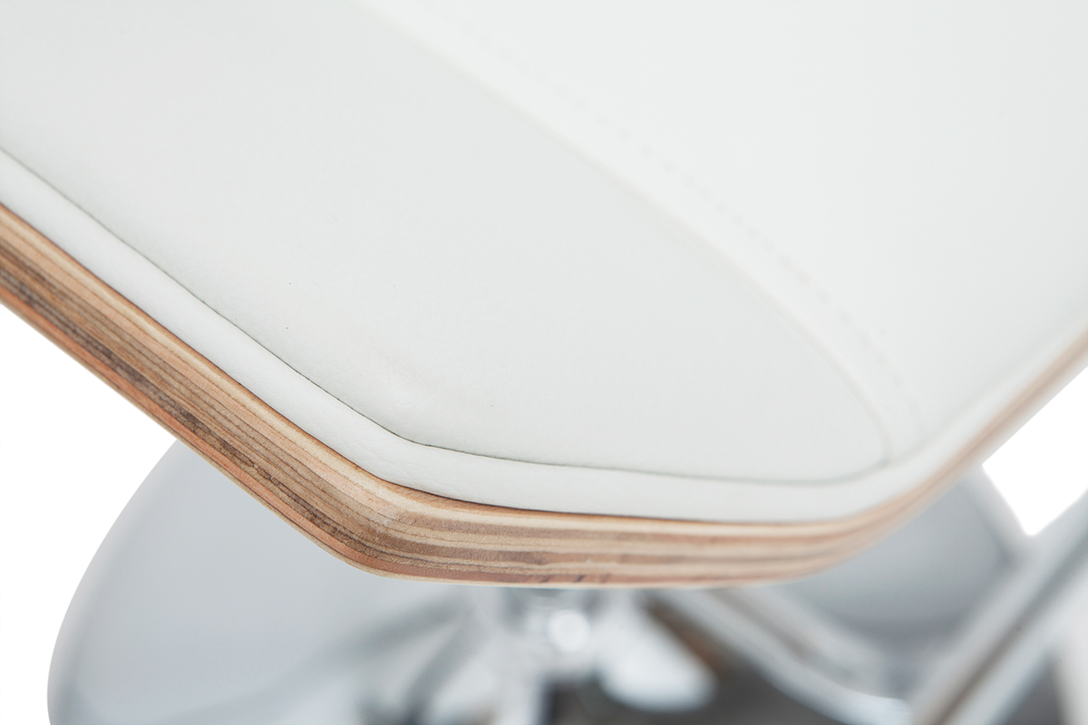 Sgabello da bar di design bianco e legno chiaro MELKIOR