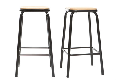 Sgabello da bar, di design, colore: Nero e legno chiaro, 65 cm, lotto di 2, modello: MEMPHIS