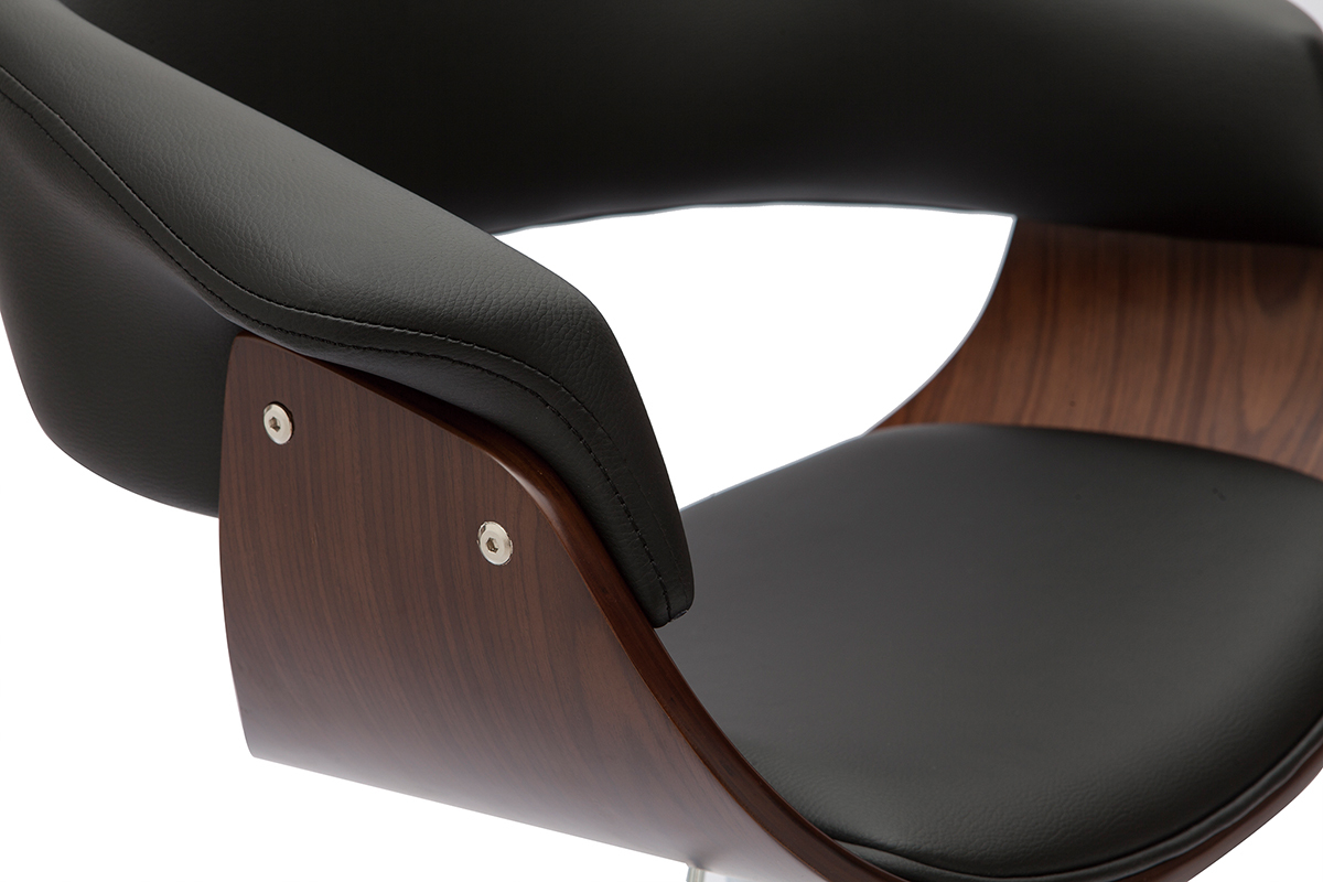 Sgabello da bar di design regolabile in legno scuro e nero OKTAV