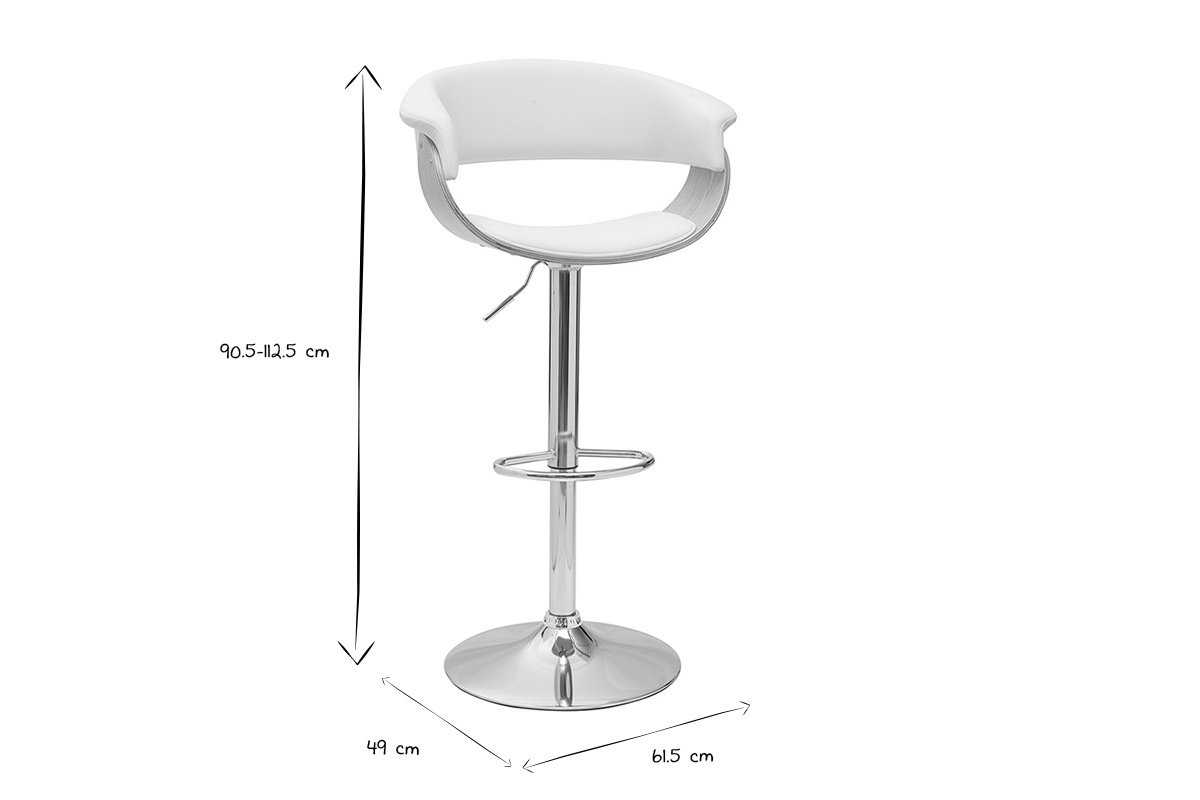  Sgabello da bar di design regolabile OKTAV bianco e legno chiaro