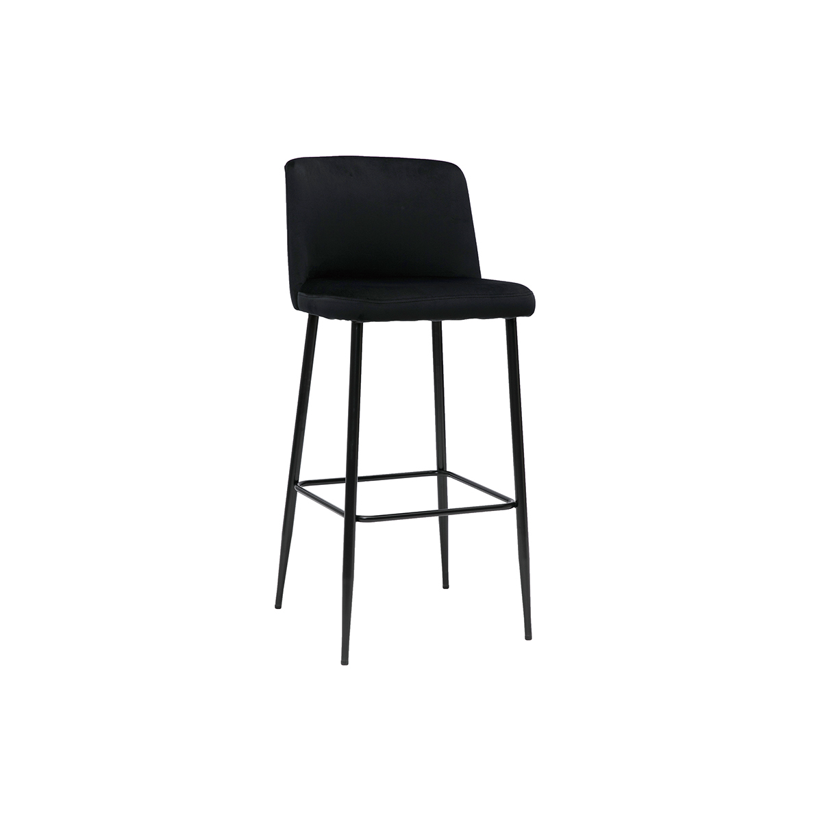 Sgabello da bar fisso velluto nero e base metallo nero H78 MONTI