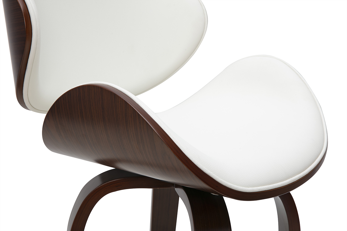 Sgabello da bar girevole bianco e legno scuro 65 cm WALNUT