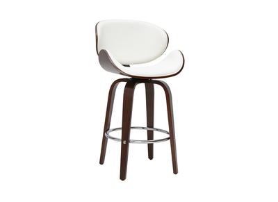 Sgabello da bar girevole bianco e legno scuro 65 cm WALNUT