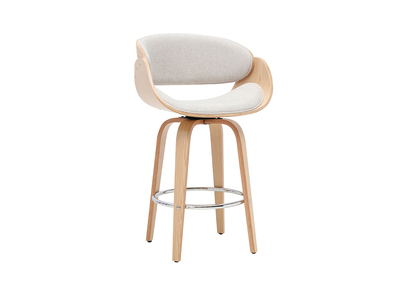 Sgabello da bar girevole in tessuto effetto velluto testurizzato beige e legno chiaro H69 cm BENT