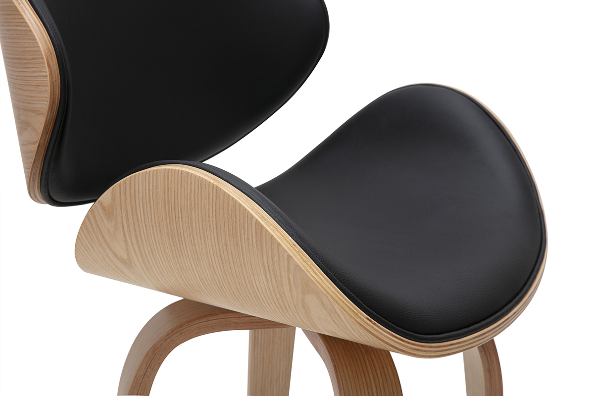 Sgabello da bar girevole nero e legno chiaro 65 cm WALNUT