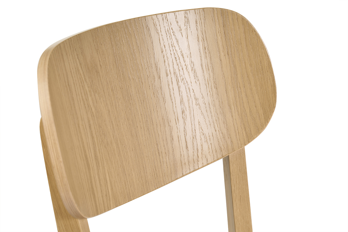Schienale alto curvato in legno chiaro di quercia dello sgabello da bar LUCIA