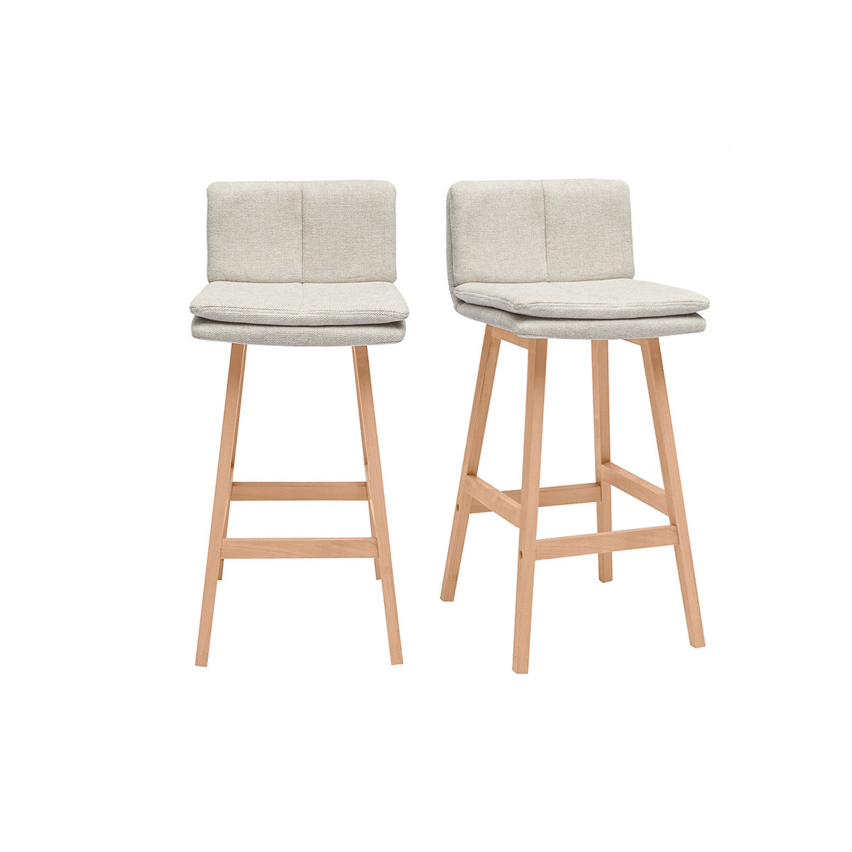 Sgabello da bar in tessuto effetto velluto beige e legno (set di 2) JOAN