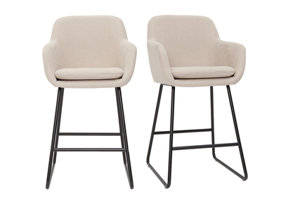 Sgabello da bar in tessuto effetto velluto beige H65 cm (set di 2) AMIKA