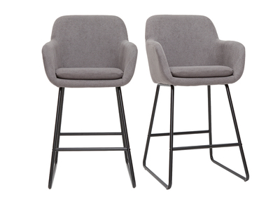 Sgabello da bar in tessuto effetto velluto grigio H75 cm (set di 2) AMIKA
