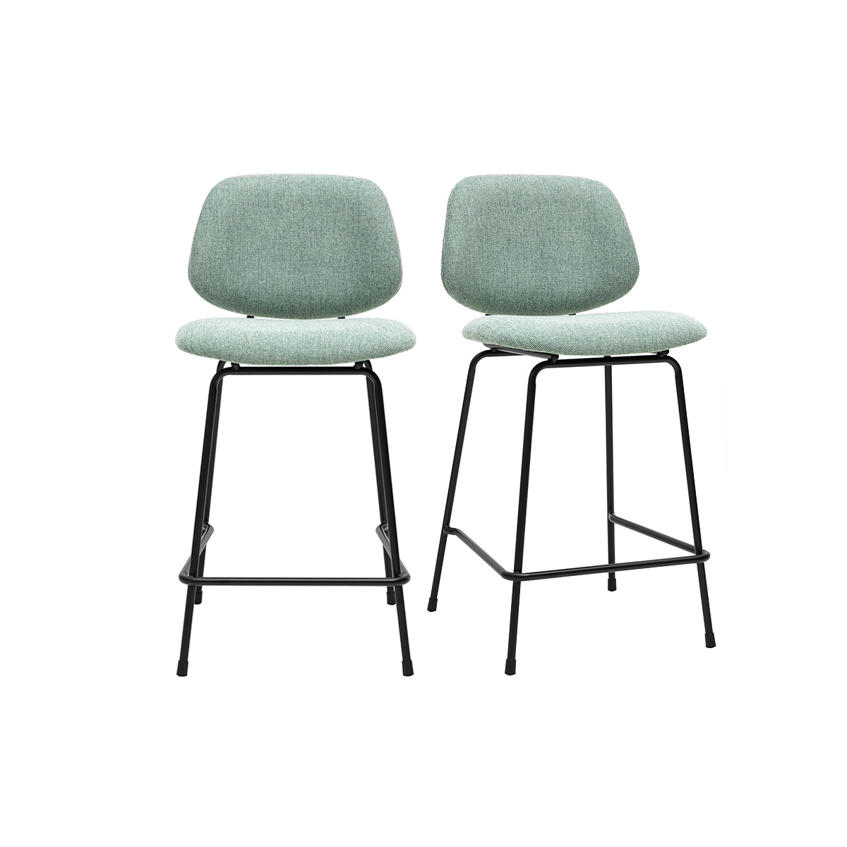 Sgabello da bar in tessuto effetto velluto testurato verde celadon e metallo H66.5 cm BARNET