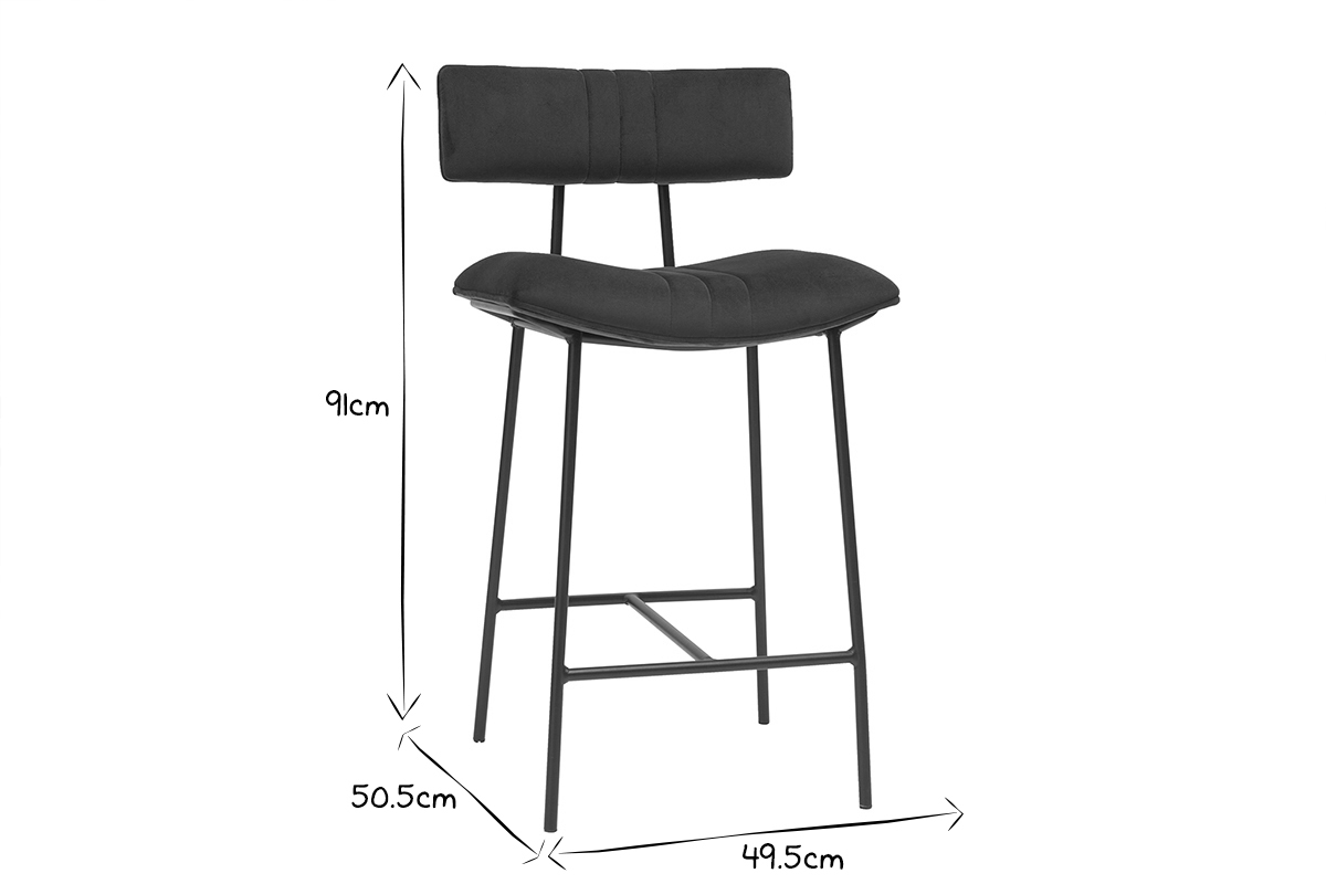 Sgabello da bar in velluto blu petrolio e metallo H65 cm GOTHAM