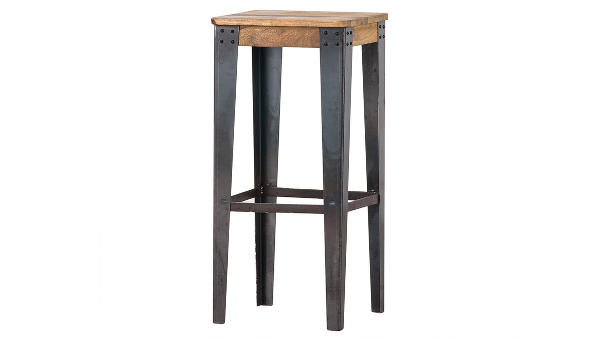 Sgabello da bar industriale in acciaio e legno 75 cm MADISON