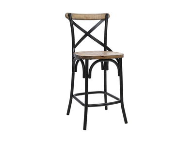 Sgabello da bar industriale in megno e metallo nero 65 cm JAKE