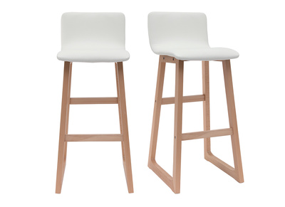 Sgabello da bar legno chiaro e PU bianco 72cm gruppo di 2 OSAKA