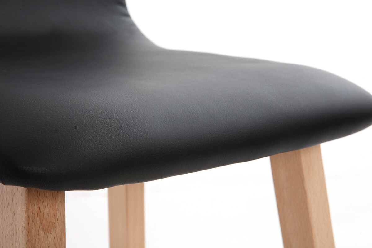 Sgabello da bar legno chiaro e PU nero 72cm gruppo di 2 OSAKA