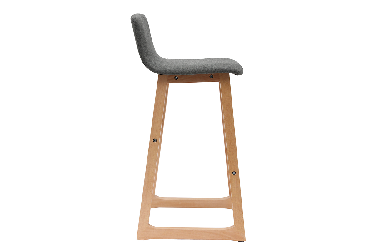 Sgabello da bar legno chiaro e tessuto grigio 72cm gruppo di 2 OSAKA