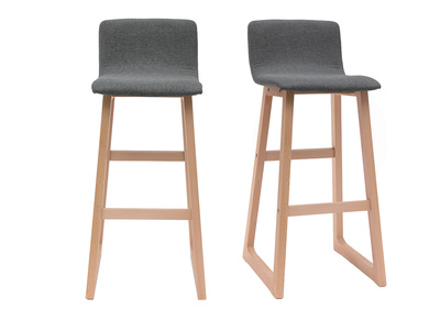 Sgabello da bar legno chiaro e tessuto grigio 72cm gruppo di 2 OSAKA