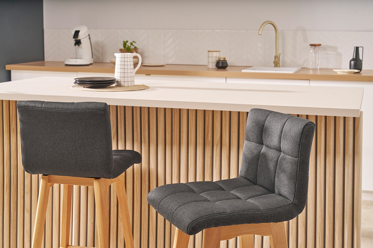 Sgabello da bar legno e grigio scuro 65cm set di 2 KLARIS