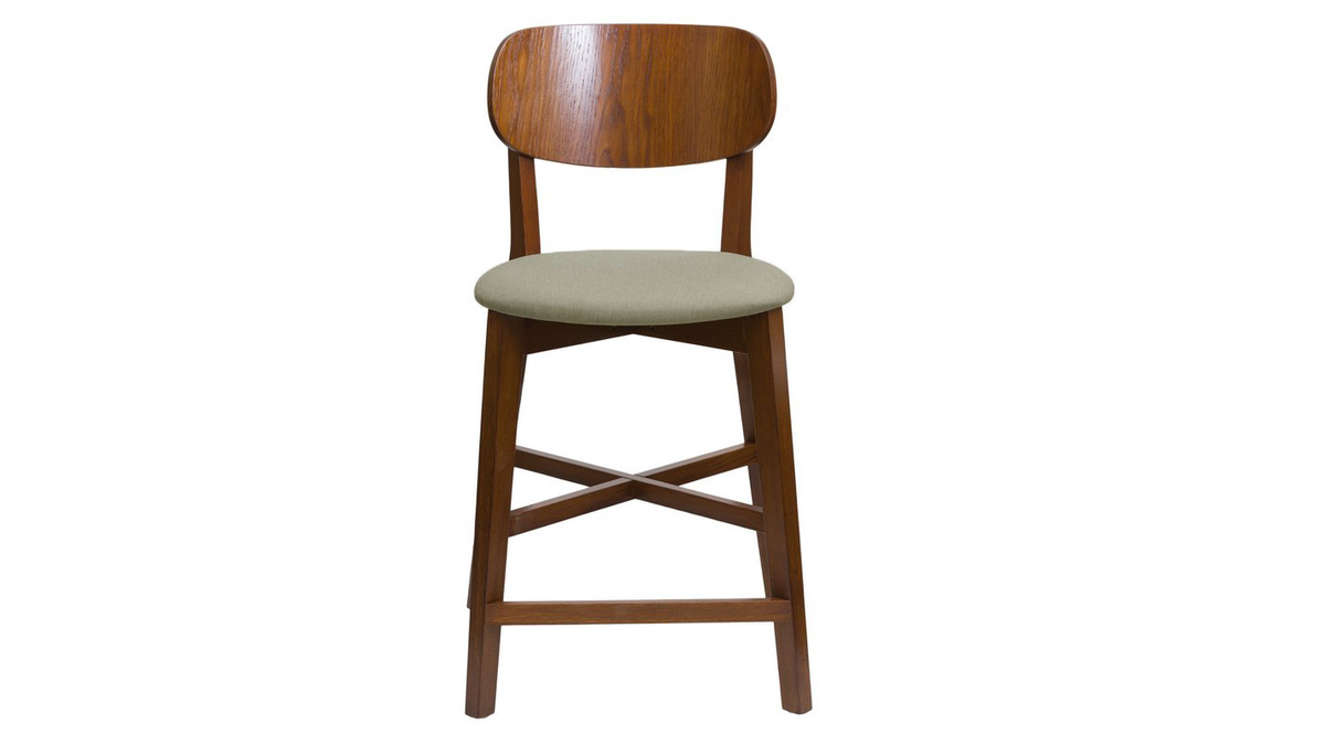 Sgabello da bar noce e seduta marron glac H65 cm LUCIA