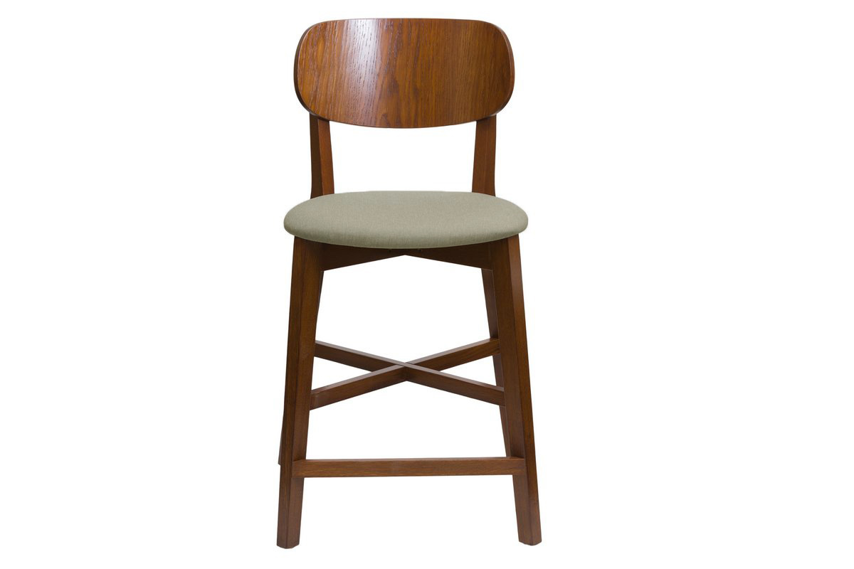 Sgabello da bar noce e seduta marron glac H65 cm LUCIA