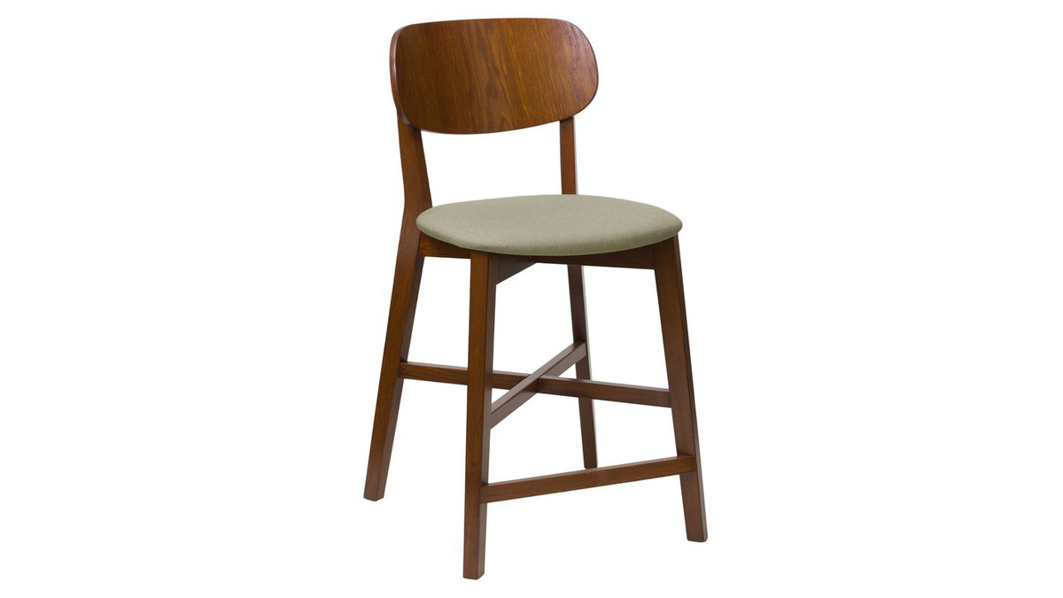 Sgabello da bar noce e seduta marron glac H65 cm LUCIA