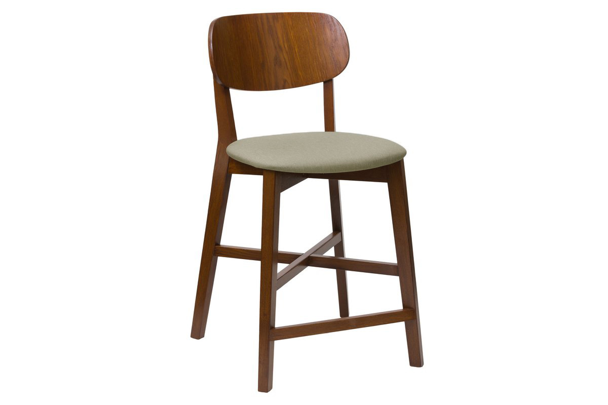 Sgabello da bar noce e seduta marron glac H65 cm LUCIA