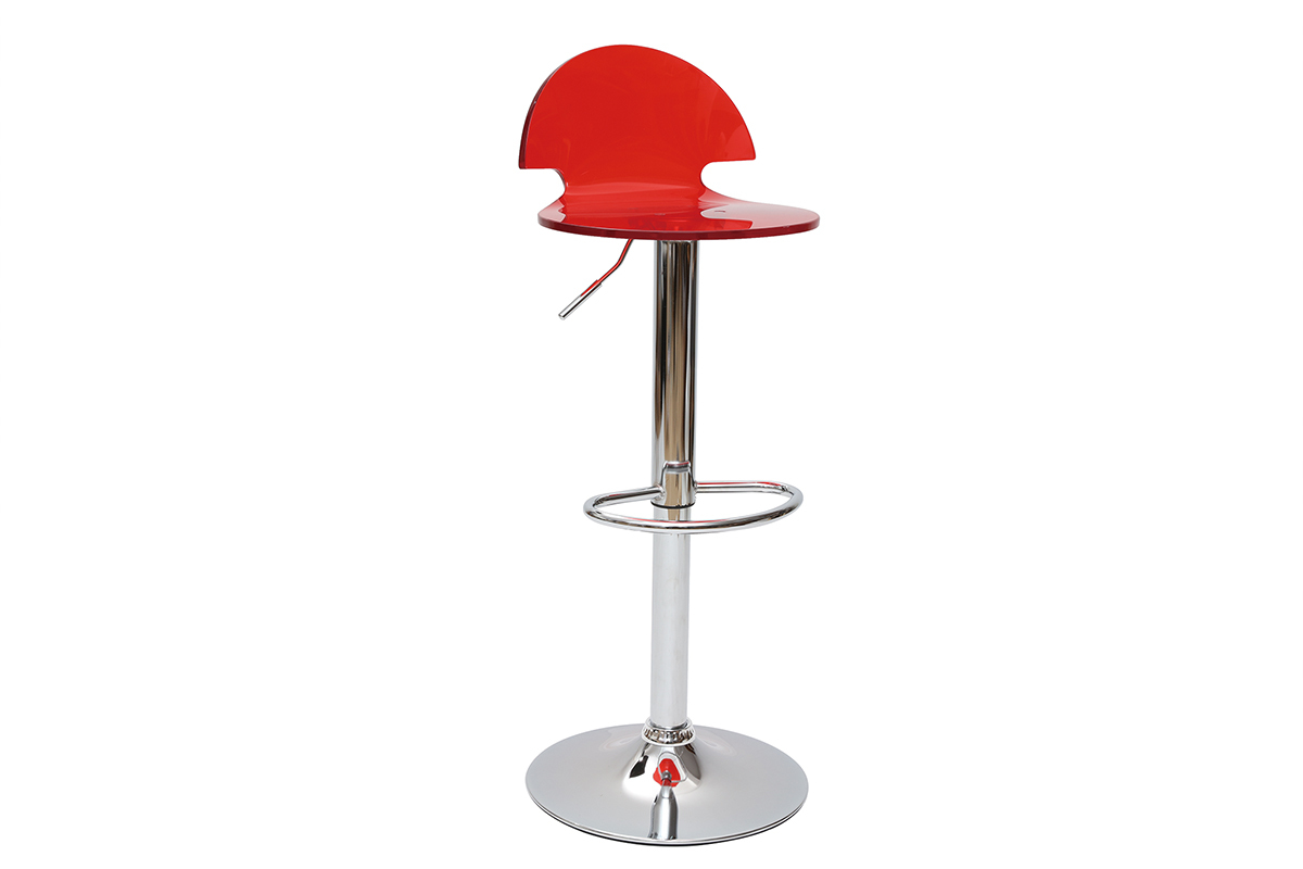 Sgabello da bar ORION rosso trasparente