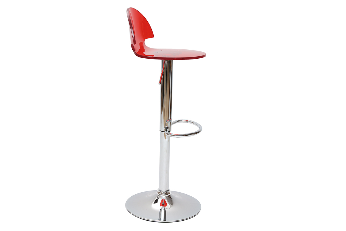 Sgabello da bar ORION rosso trasparente