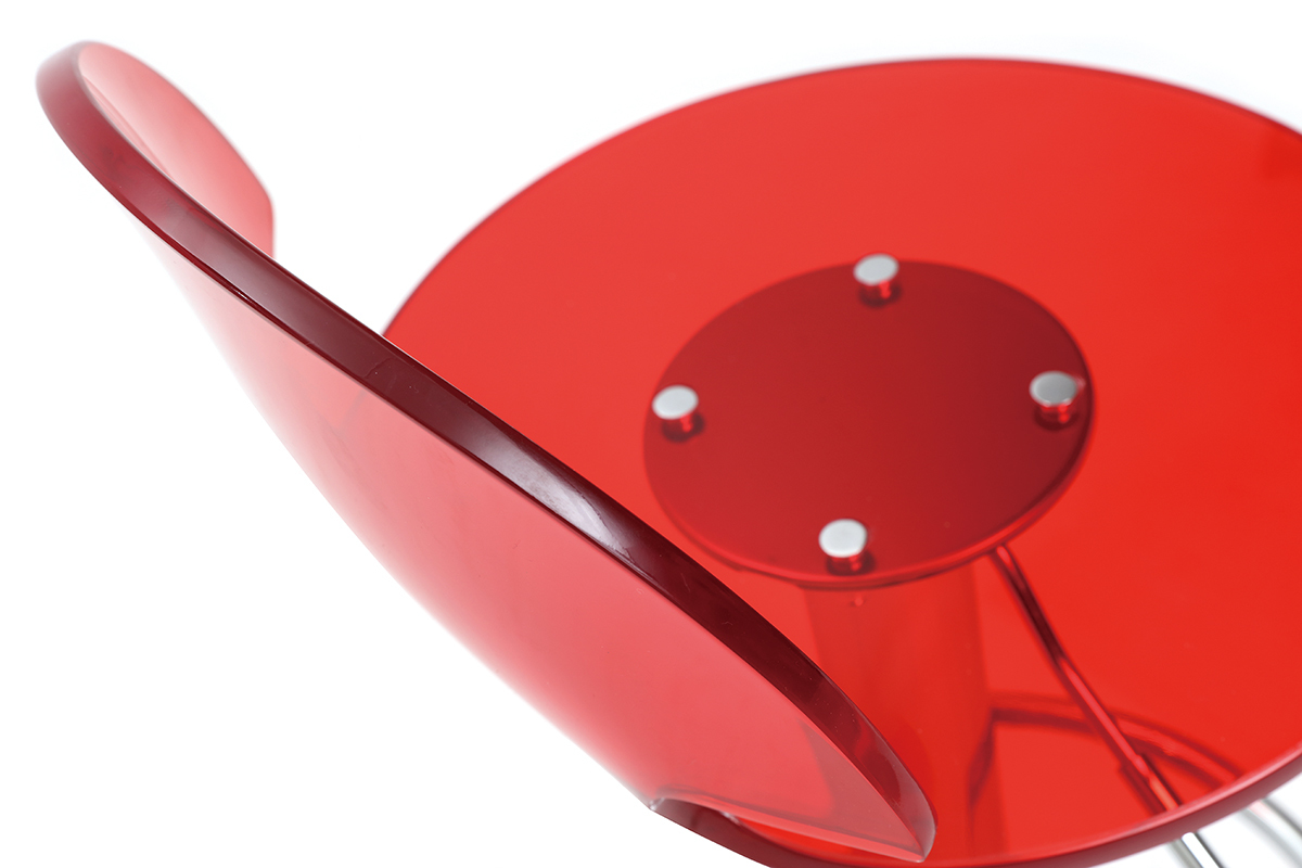 Sgabello da bar ORION rosso trasparente