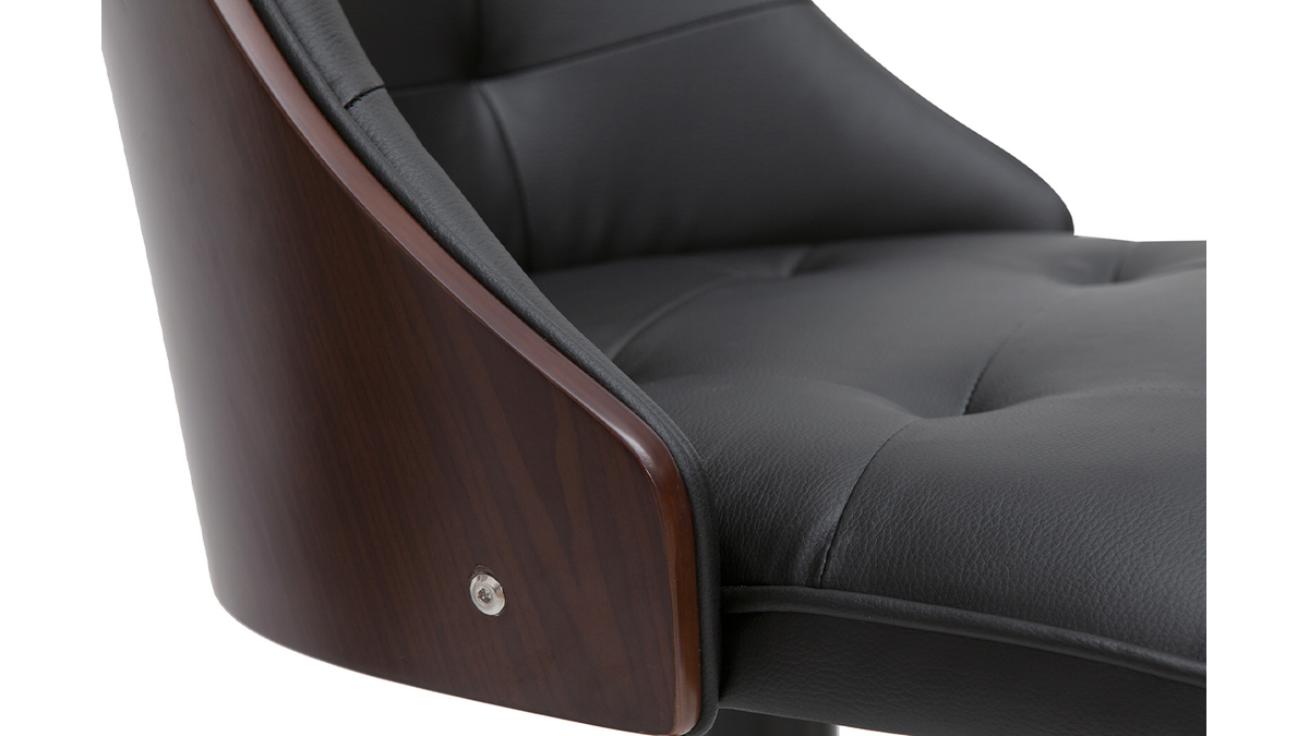 Sgabello da bar regolabile nero e legno scuro FLUFFY