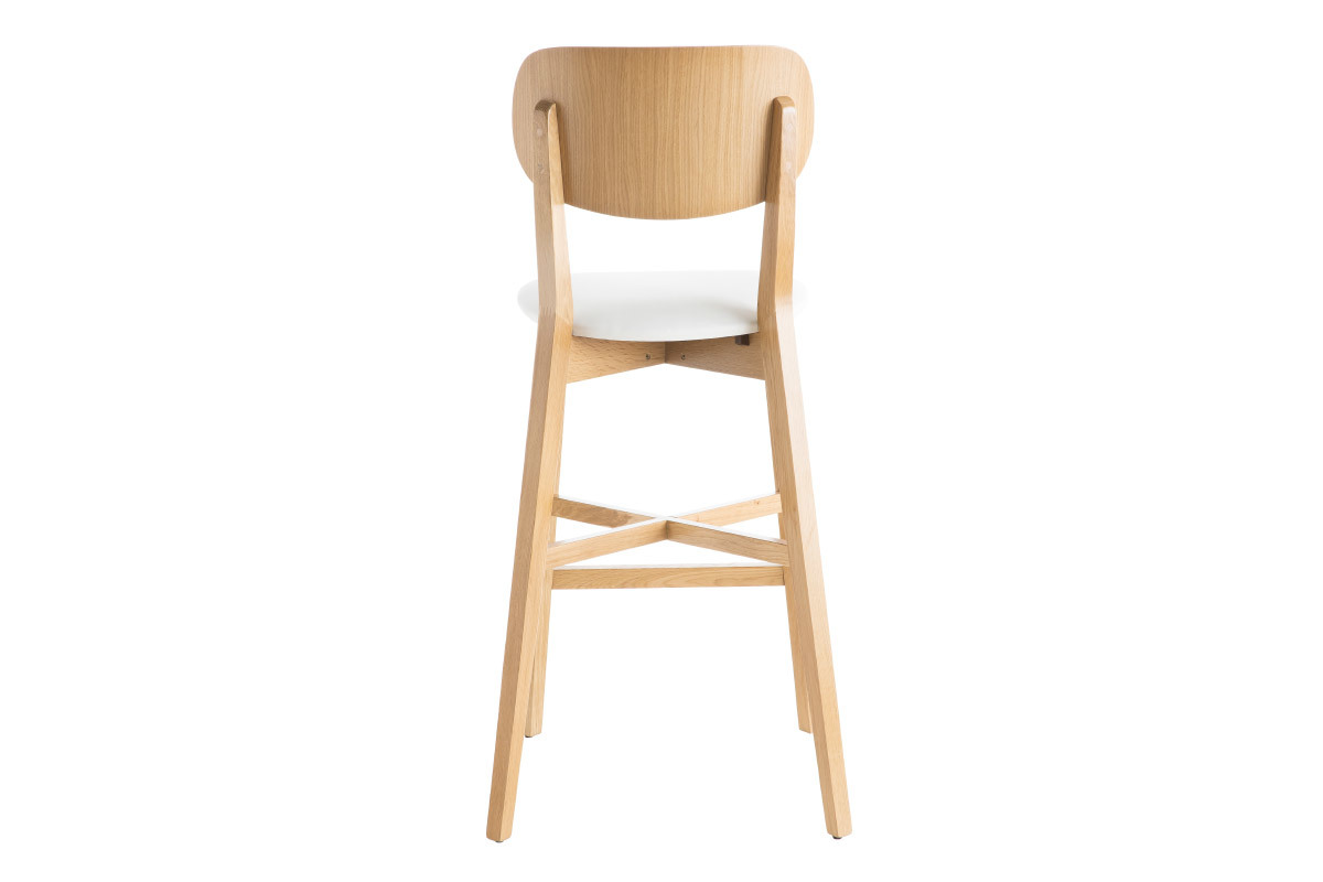 Sgabello da bar rovere e sedile bianco H75 cm LUCIA