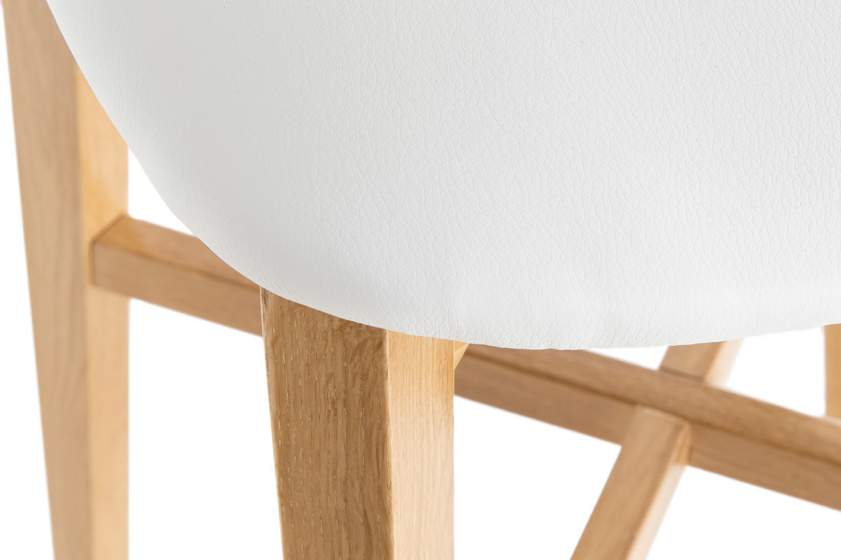 Sgabello da bar rovere e sedile bianco H75 cm LUCIA