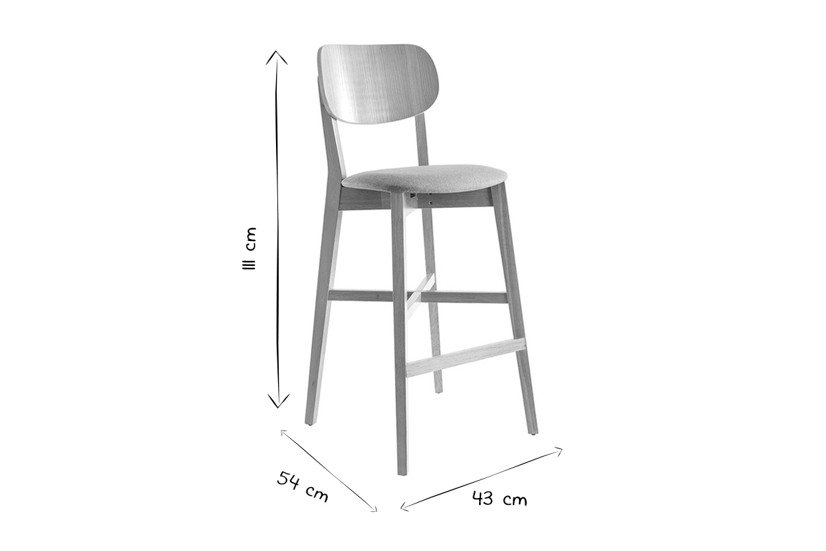 Sgabello da bar rovere e sedile bianco H75 cm LUCIA