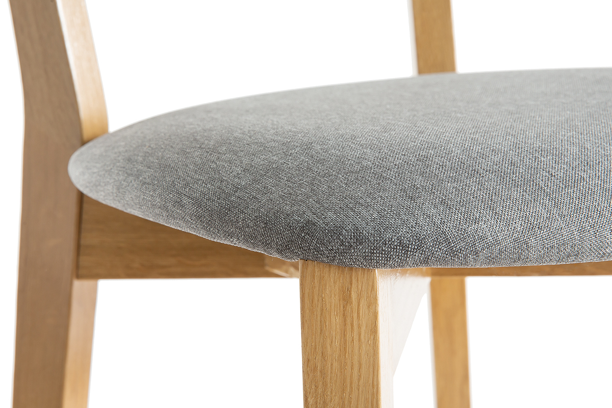 Sgabello da bar rovere e sedile grigio chin H75 cm LUCIA