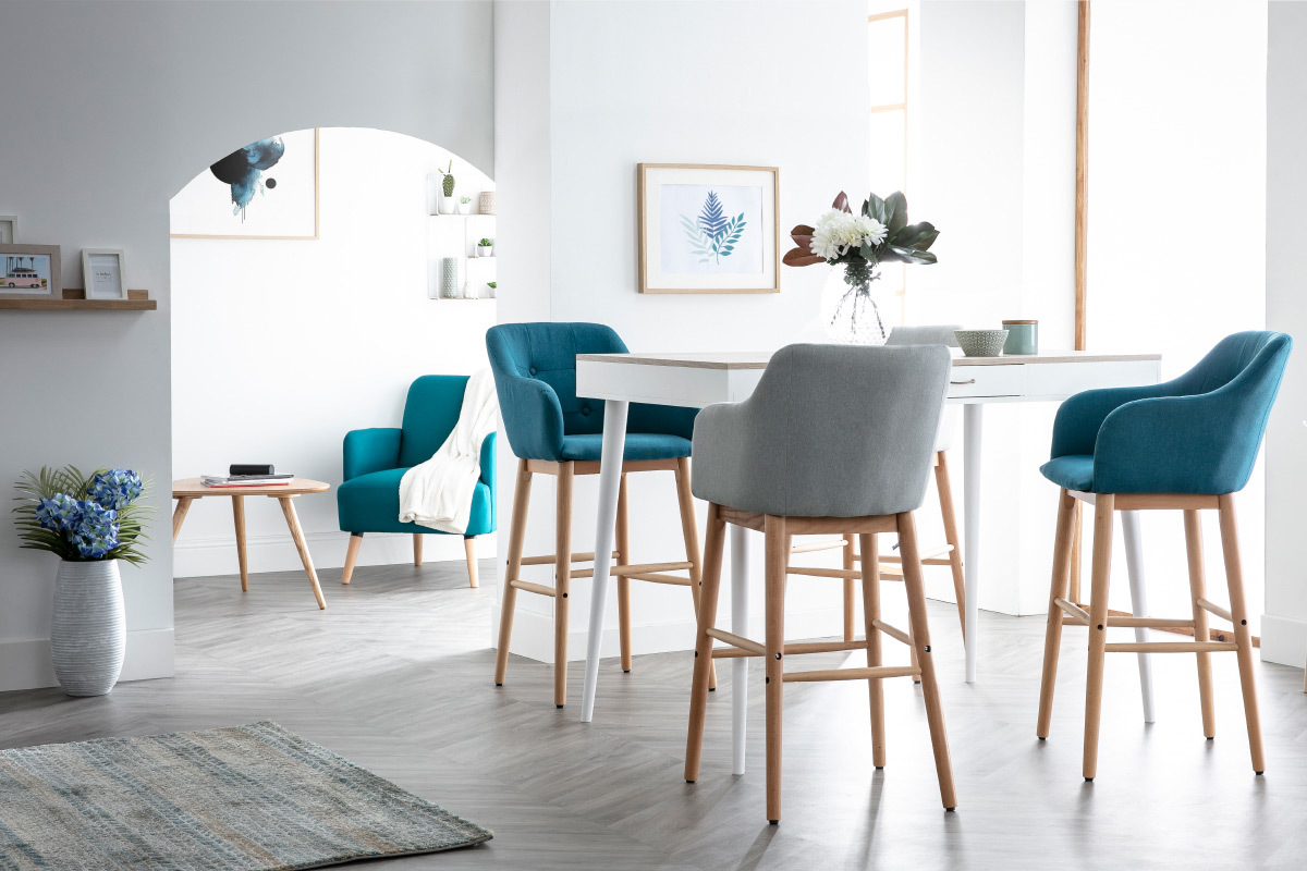 Sgabello da bar scandinavo 75cm grigio chiaro BALTIK