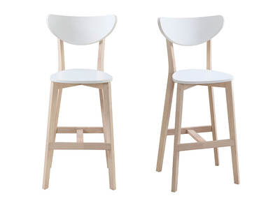 Sgabello da bar scandinavo bianco e legno 75cm gruppo di 2 LEENA