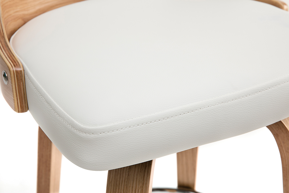 Sgabello da bar scandinavo girevole bianco e legno chiaro H69 cm GARBO