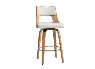 Sgabello da bar scandinavo girevole bianco e legno chiaro H69 cm GARBO