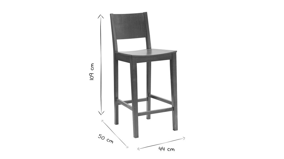 Sgabello da bar scandinavo legno rovere H65 cm MELVIL