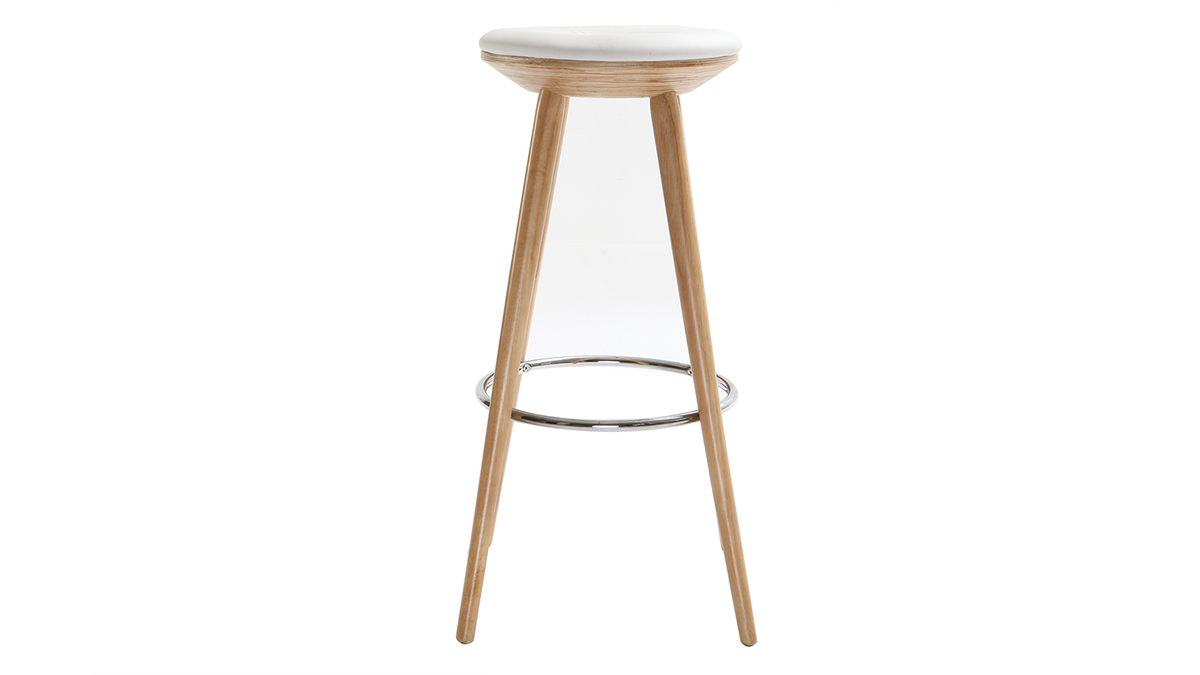 Sgabello da bar stile scandinavo bianco gambe legno chiaro 79cm NORDECO