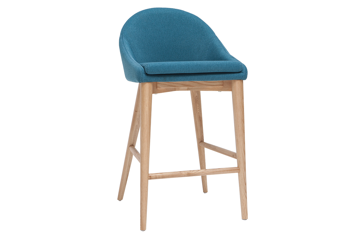 Sgabello da bar tessuto blu anatra H65cm DALIA