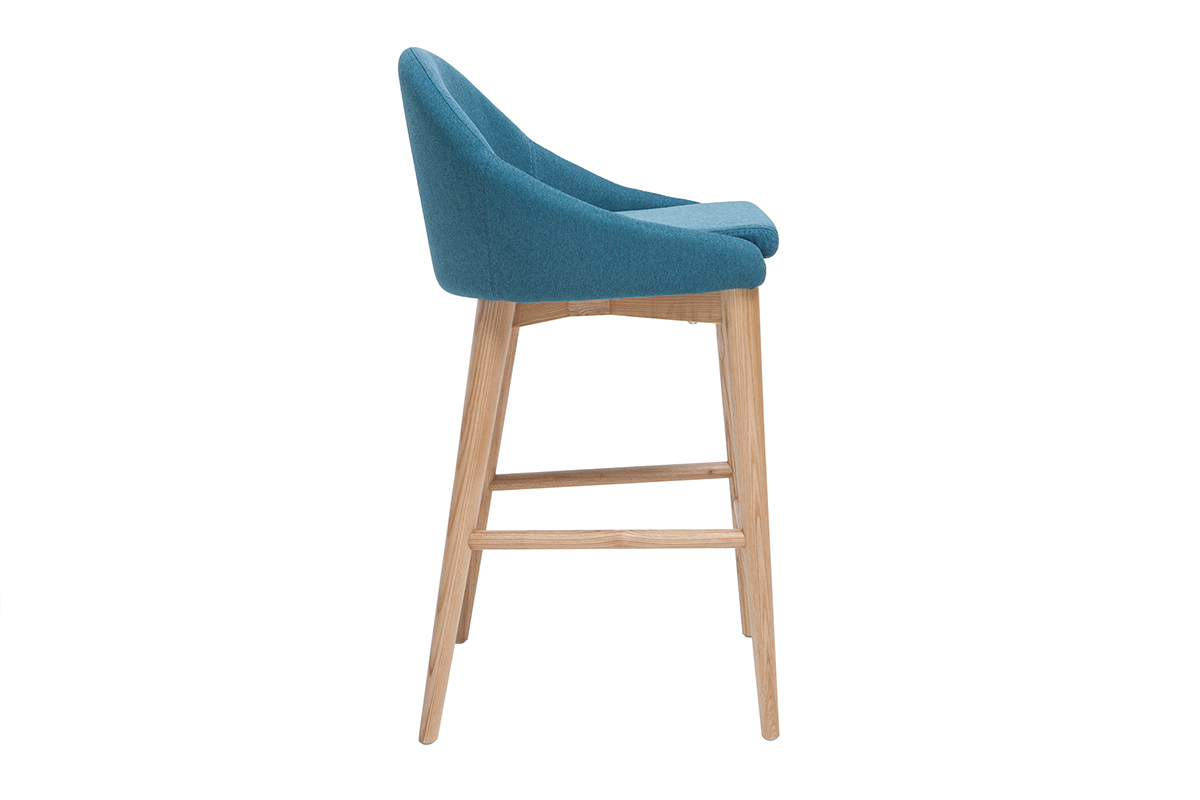 Sgabello da bar tessuto blu anatra H65cm DALIA