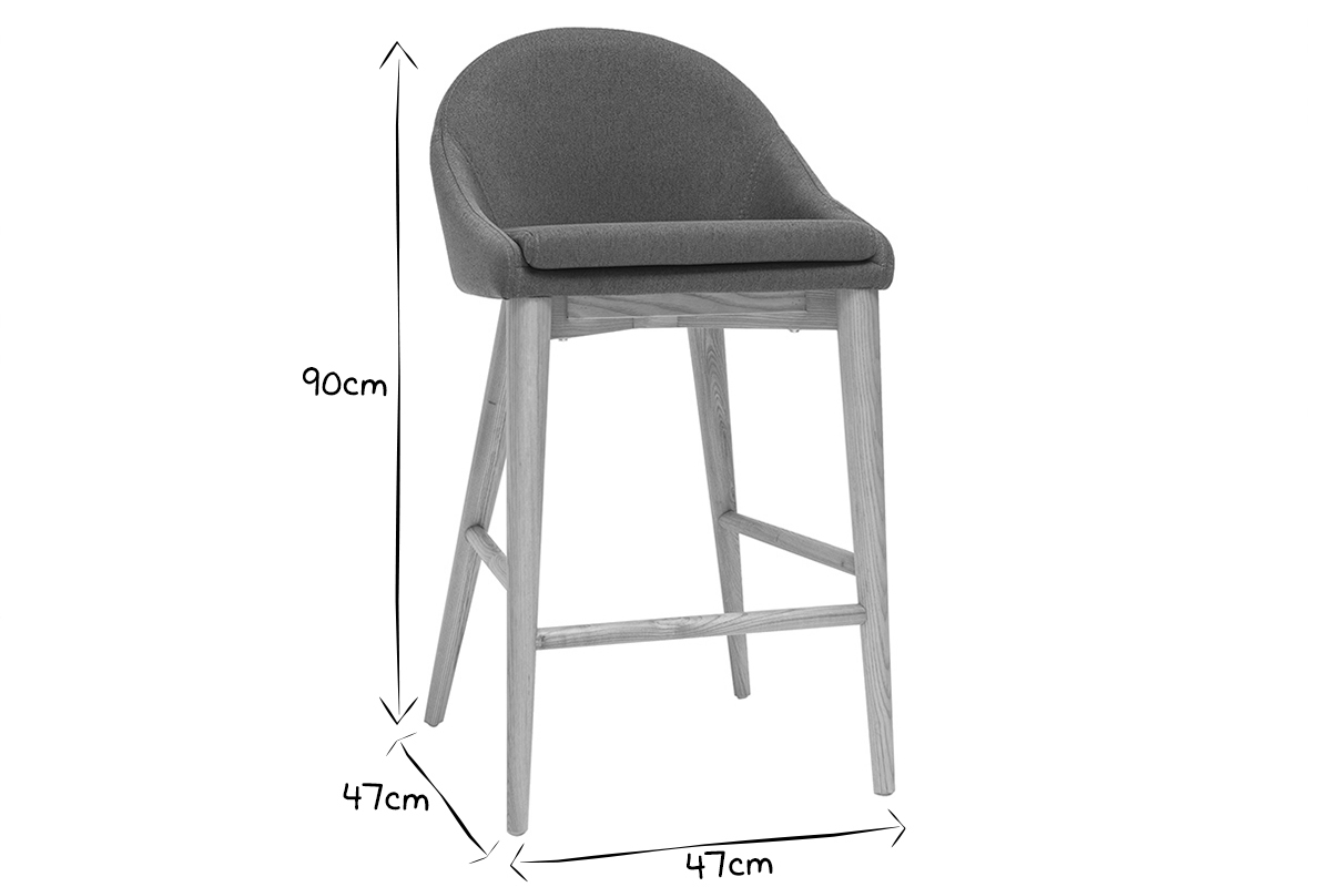 Sgabello da bar tessuto blu anatra H65cm DALIA