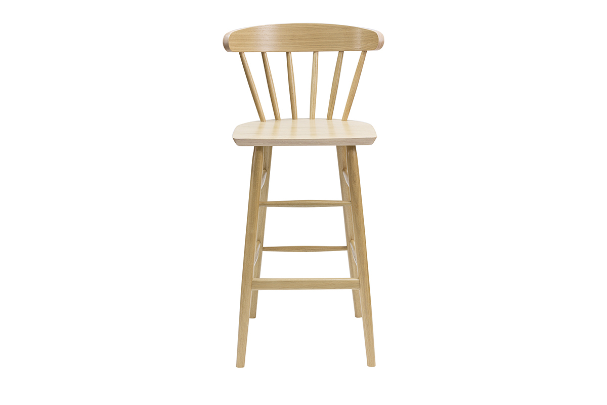 Sgabello da bar vintage a listelli legno chiaro H65 cm DARIA