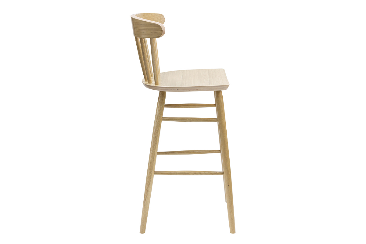 Sgabello da bar vintage a listelli legno chiaro H65 cm DARIA