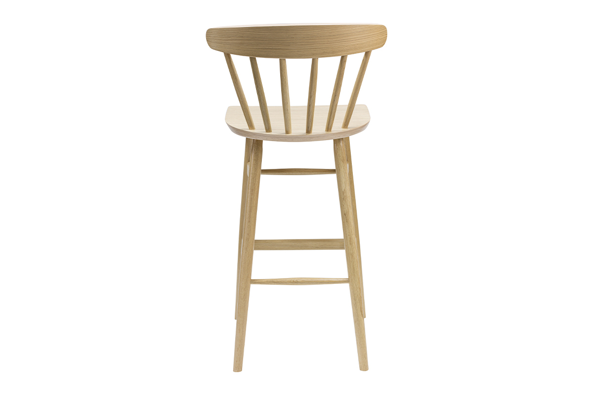 Sgabello da bar vintage a listelli legno chiaro H65 cm DARIA